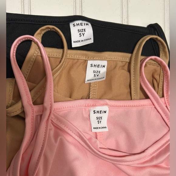 SHEIN Girls Jumpsuit Trio Size 5 Years Black Pink Tan Sleeveless Dance Play Set - Picture 4 of 5